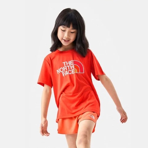 【美國 The North Face】兒童 FLASHDRY吸濕透氣短袖圓領T恤(亞洲版型)/ 81NF-LV3 復古橙✿30E010